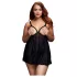 BACI - erotinis atviras taškuotas babydoll naktinukai - juoda - XL/XXL