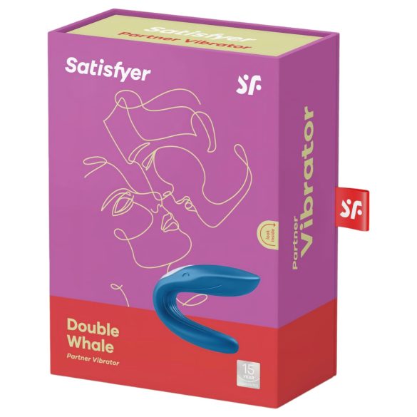 Satisfyer Double Whale - porų vibratorius su 2 varikliais - mėlynas