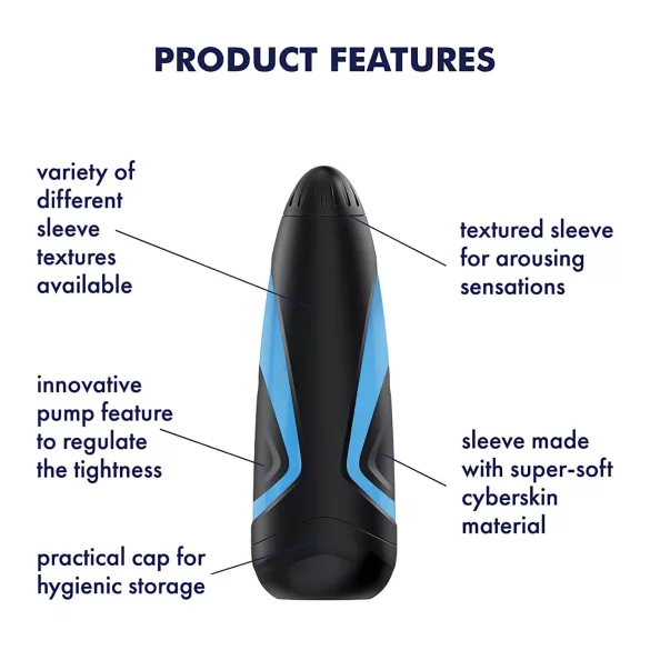 Satisfyer Men One - masturbatorius su siurbimo funkcija - mėlynas juodas