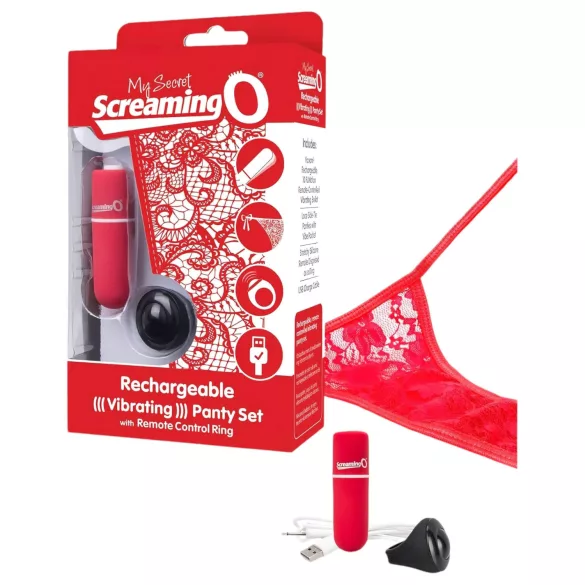 Screaming O - vibruojančios kelnaitės rinkinys - raudonos (S-L)