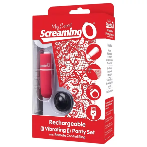 Screaming O - vibruojančios kelnaitės rinkinys - raudonos (S-L)