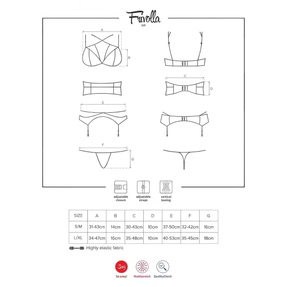 Obsessive Frivolla - pikantiškas nėrinių apatinis trikotažas (juoda) - L/XL