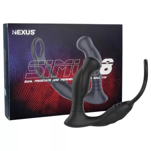 Nexus Simul8 - vibruojantis penio žiedas su analiniu dildo - juodas