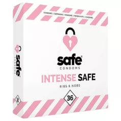   SAFE Intense Safe - prezervatyvai su briaunelėmis ir taškeliais - 36 vnt
