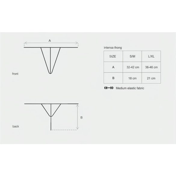 Obsessive Intensa - juostelinis nėrinių stringas (juodas) - L/XL