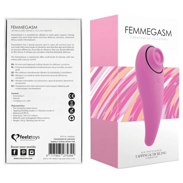 FEELZTOYS Femmegasm - klitorio vibratorius 2in1 - įkraunamas - rožinis