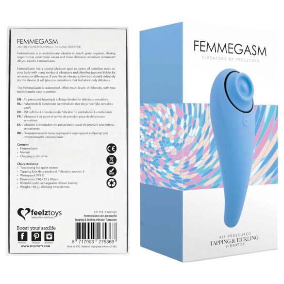 FEELZTOYS Femmegasm - įkraunamas 2in1 klitorio vibratorius (mėlynas)
