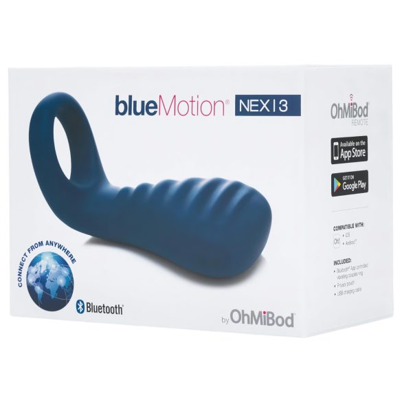 OHMIBOD Bluemotion Nex 3 - išmanioji vibracinė varpos žiedas (mėlynas)