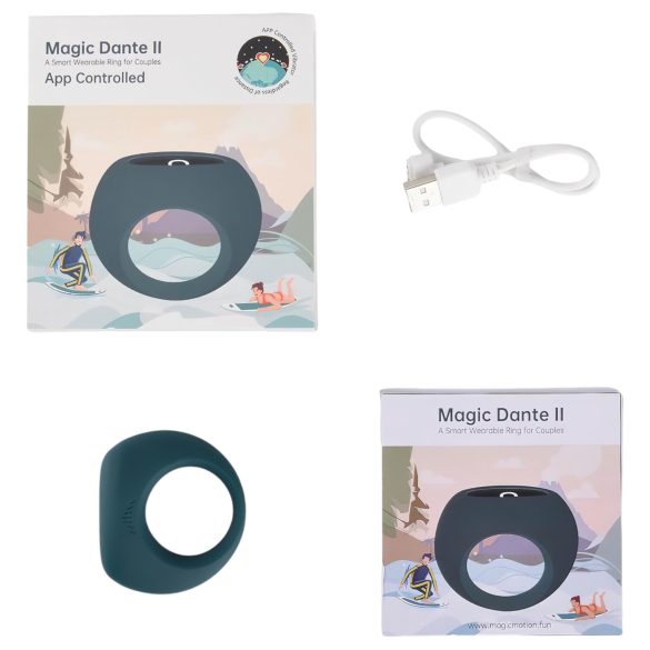 Magic Motion Dante II - vibruojantis penio žiedas su programėle - mėlynas