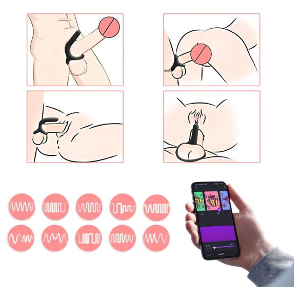 Magic Motion Rise - išmanus vibruojantis penio žiedas - juodas - įkraunamas