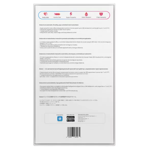 LOVENSE Solace - išmanus masturbatorius su judančia mova - juodas