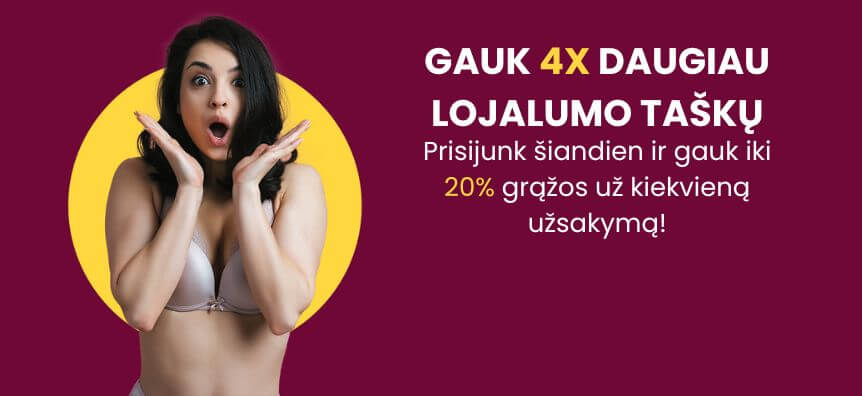 Gauk 4x lojalumo taškus Lovesexshop.lt sekso parduotuvėje